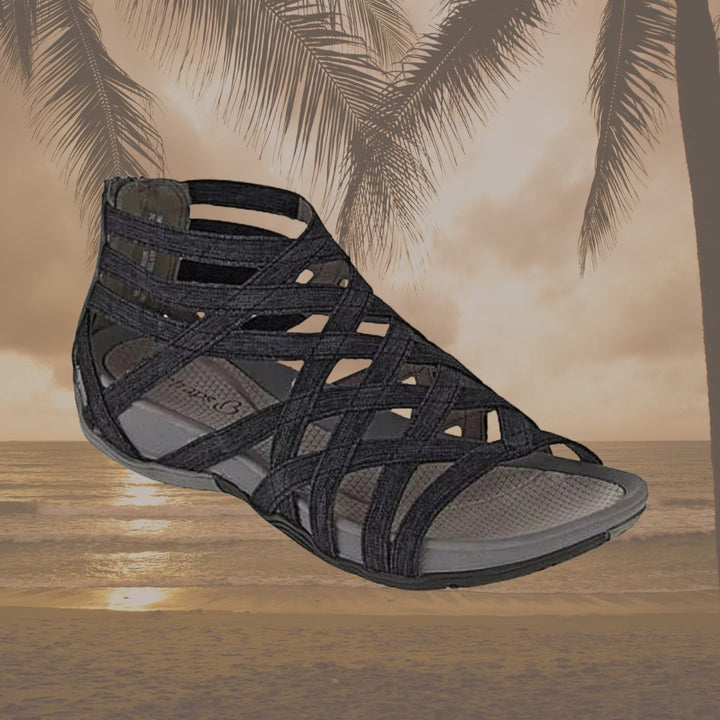 Women's Orthopedic Gladiator Flat Sandals Cutout Ankle Strap