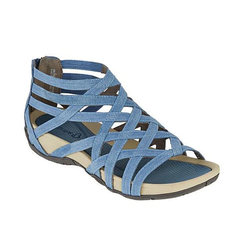 Women's Orthopedic Gladiator Flat Sandals Cutout Ankle Strap - Light Blue