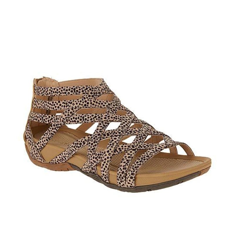 Women's Orthopedic Gladiator Flat Sandals Cutout Ankle Strap - Gray