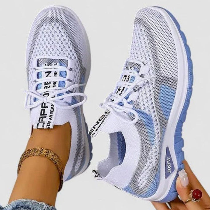 Women's Orthopedic Lace-Up Breathable Mesh Sneakers - Blue