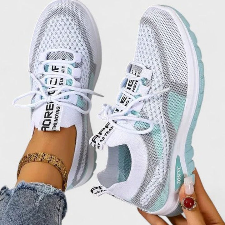 Women's Orthopedic Lace-Up Breathable Mesh Sneakers - Turquoise