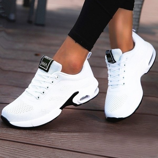 Women's Orthopedic Lace-Up Lightweight Mesh Sneakers - Wit