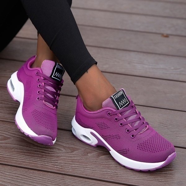 Women's Orthopedic Lace-Up Lightweight Mesh Sneakers - Paars