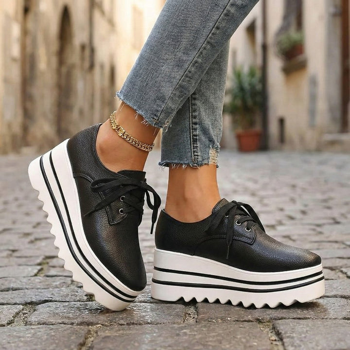 Women's Orthopedic Lace-Up Platform Oxford Boots - Black