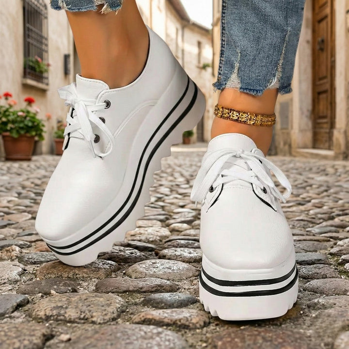 Women's Orthopedic Lace-Up Platform Oxford Boots - White