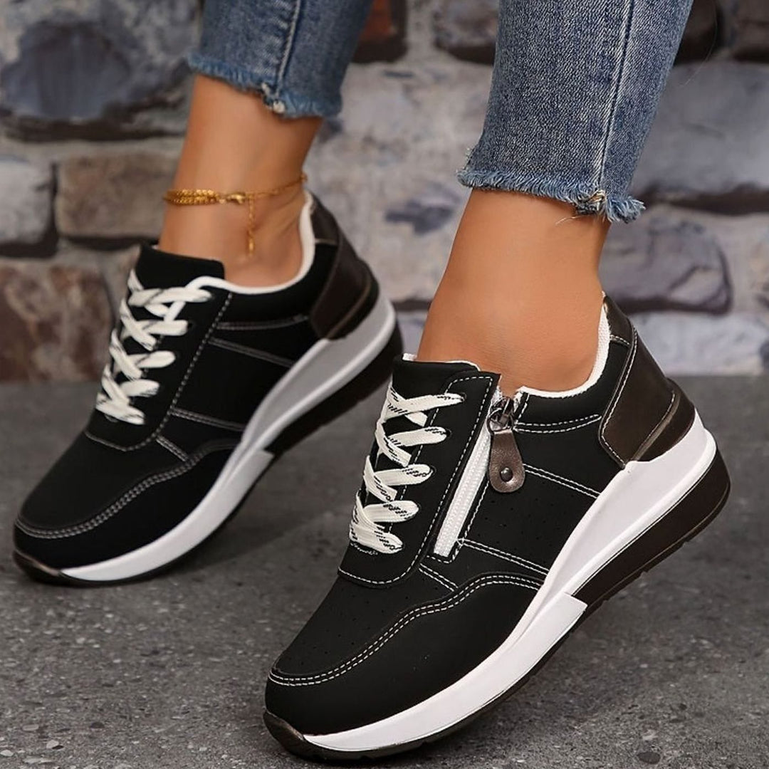 Women's Orthopedic Lace-Up Wedge Platform Walking Sneakers