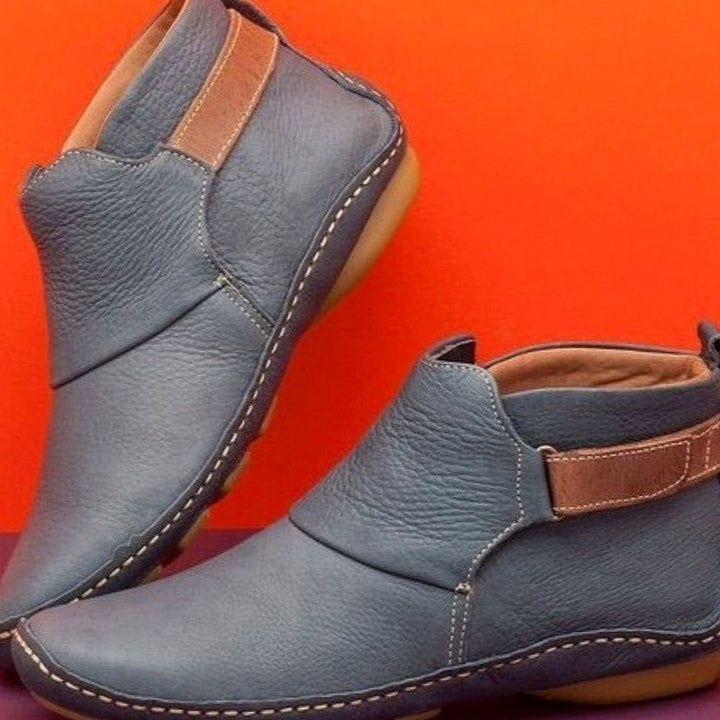 Women's Orthopedic Leather Slip-On Ankle Boots - Grey
