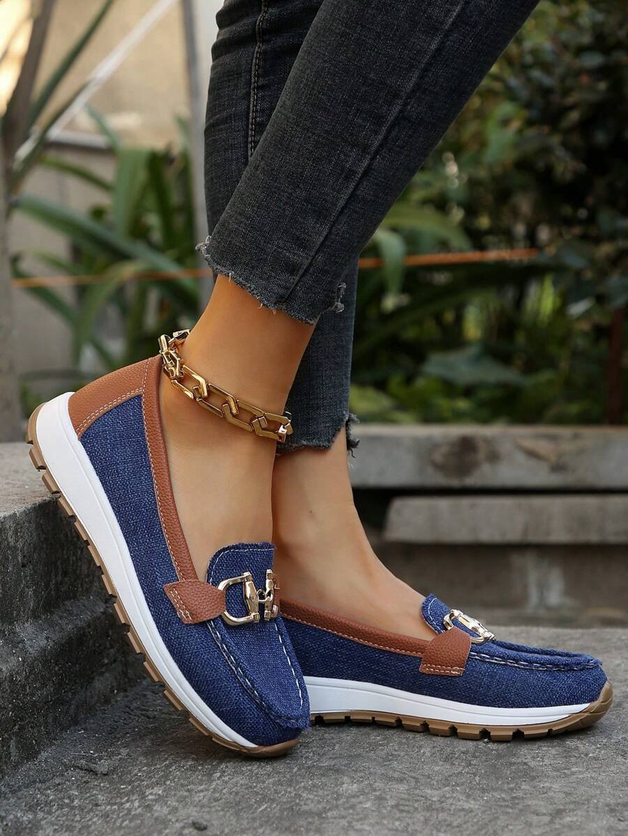 Women's Orthopedic Non-Slip Gold-Buckle Slip-On Loafers