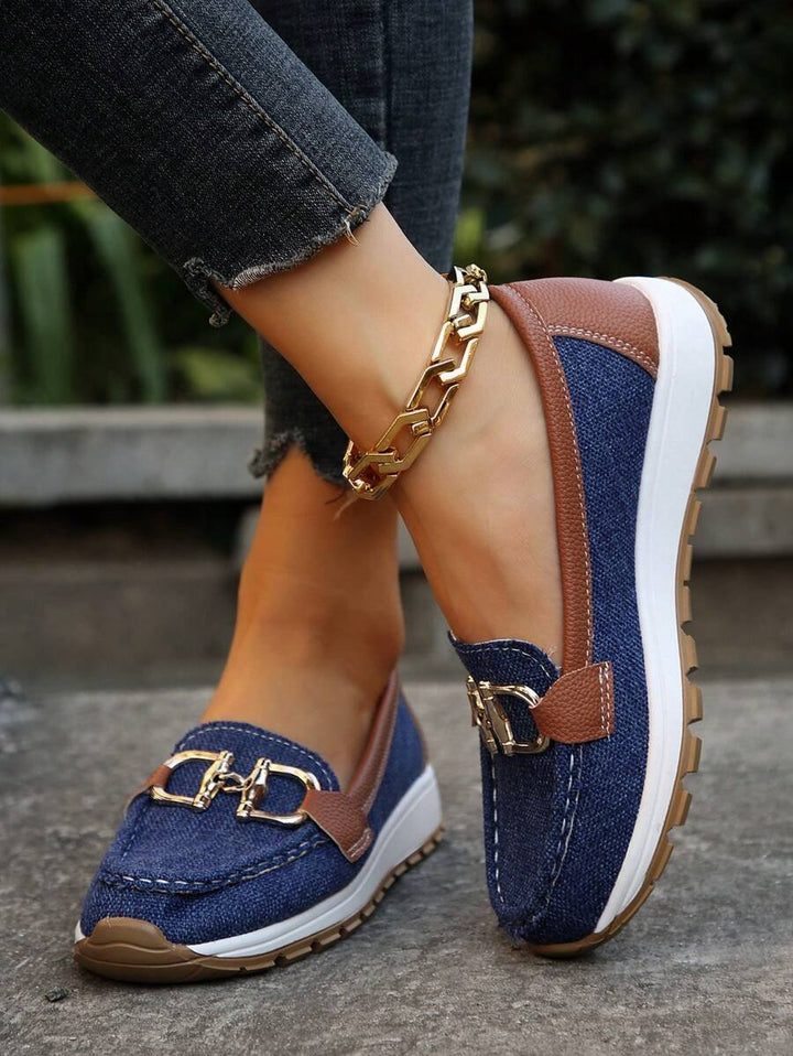 Women's Orthopedic Non-Slip Gold-Buckle Slip-On Loafers