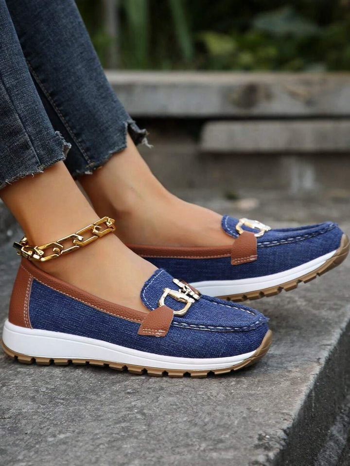 Women's Orthopedic Non-Slip Gold-Buckle Slip-On Loafers