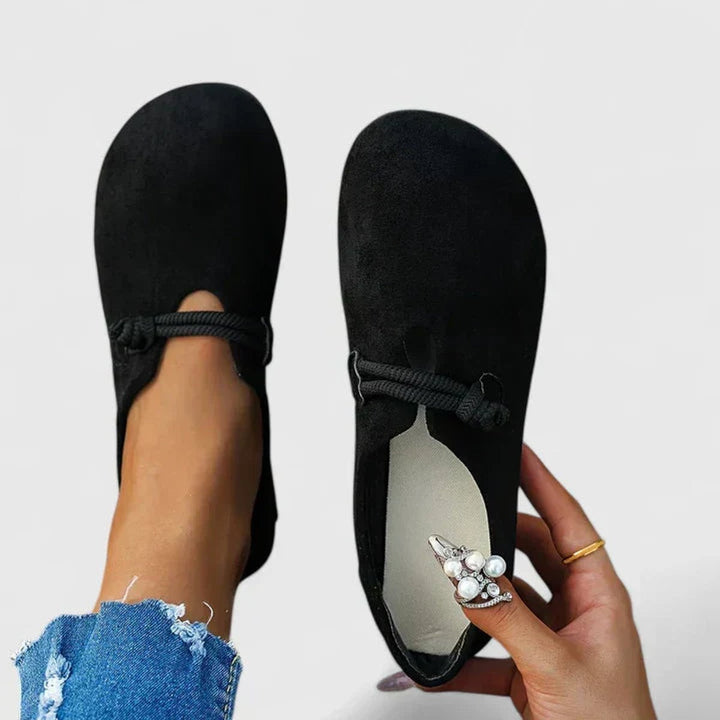 Women's Orthopedic Rope-Tie Suede Comfort Loafers - Black