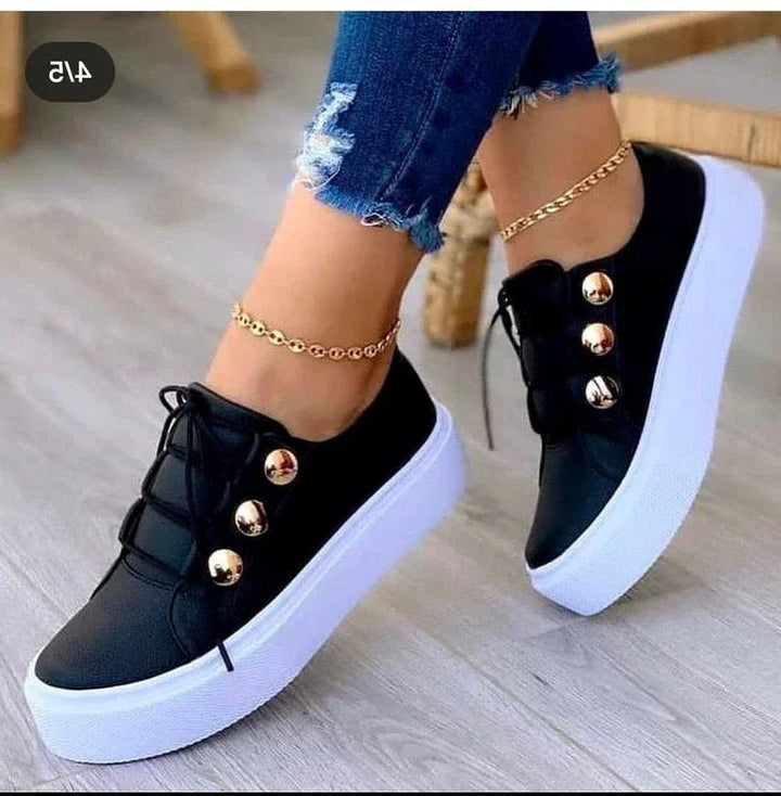 Women's Orthopedic Round-Toe Platform Lace-Up Sneakers