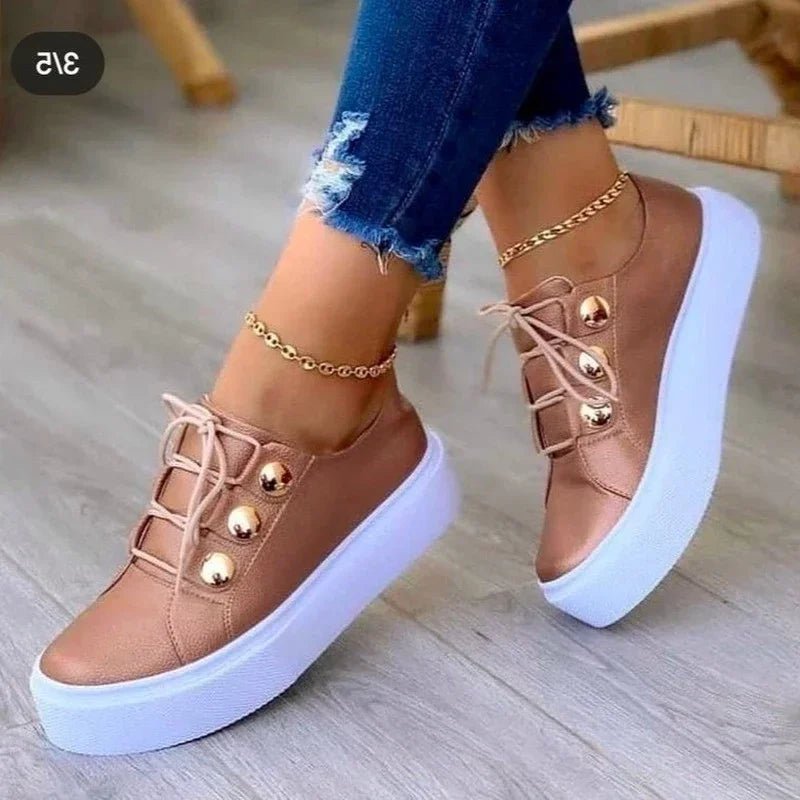 Women's Orthopedic Round-Toe Platform Lace-Up Sneakers