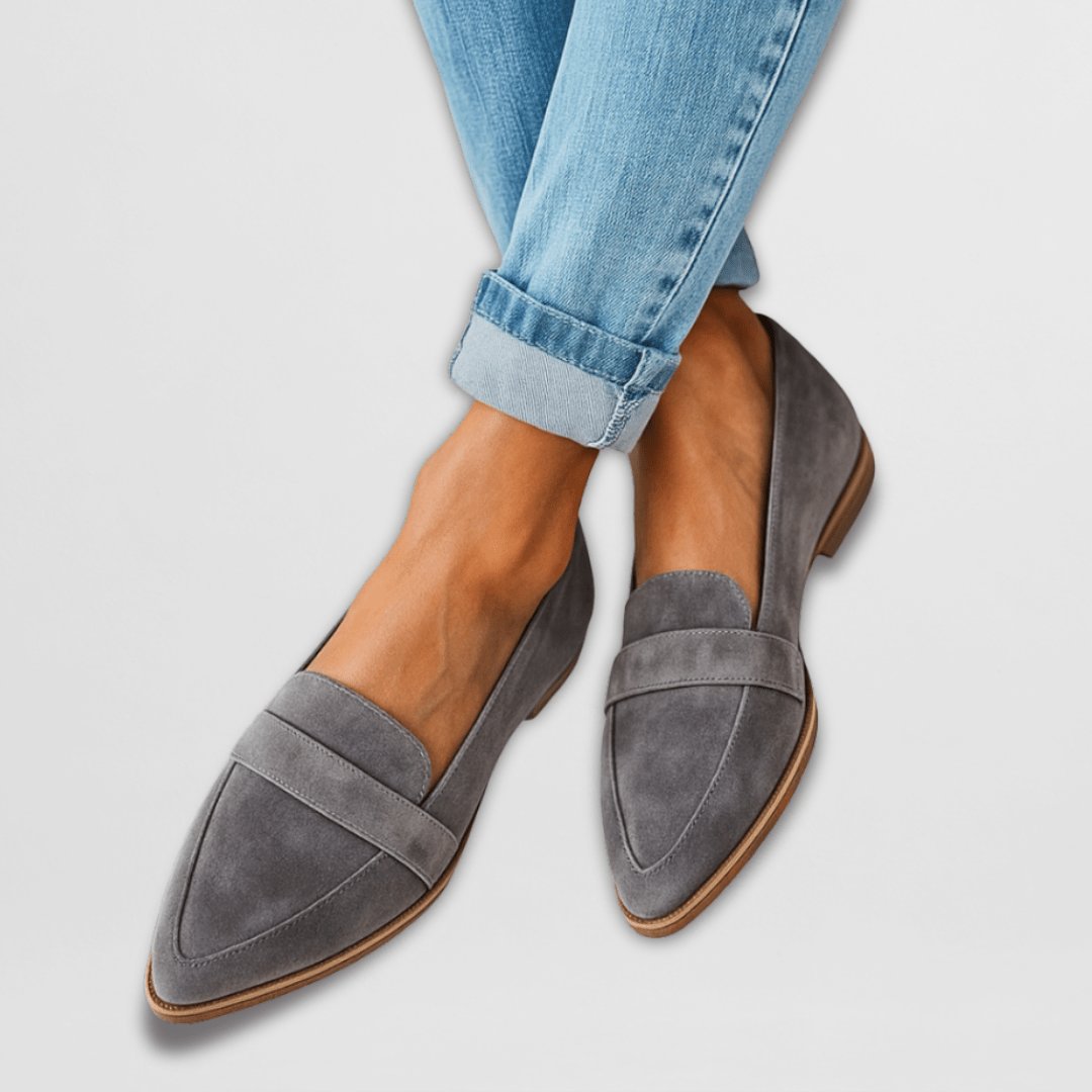 Women's Orthopedic Suede Pointed-Toe Slip-On Loafers - Grijs