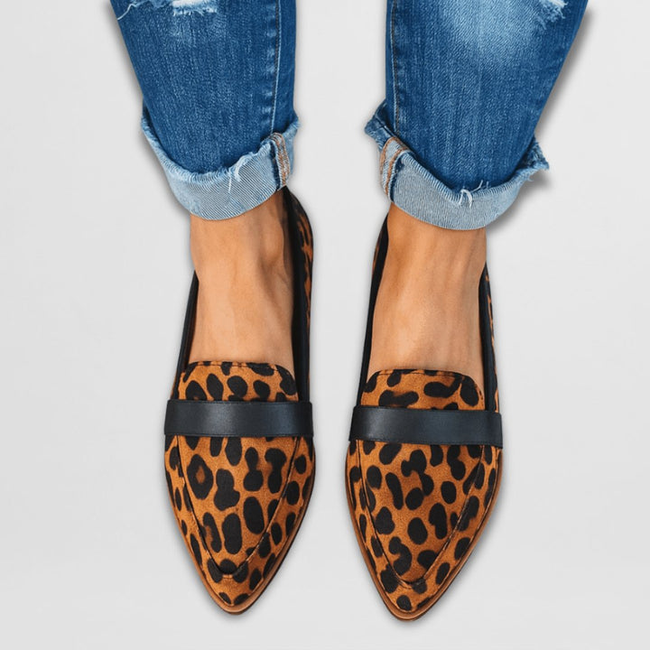 Women's Orthopedic Suede Pointed-Toe Slip-On Loafers - Luipaard