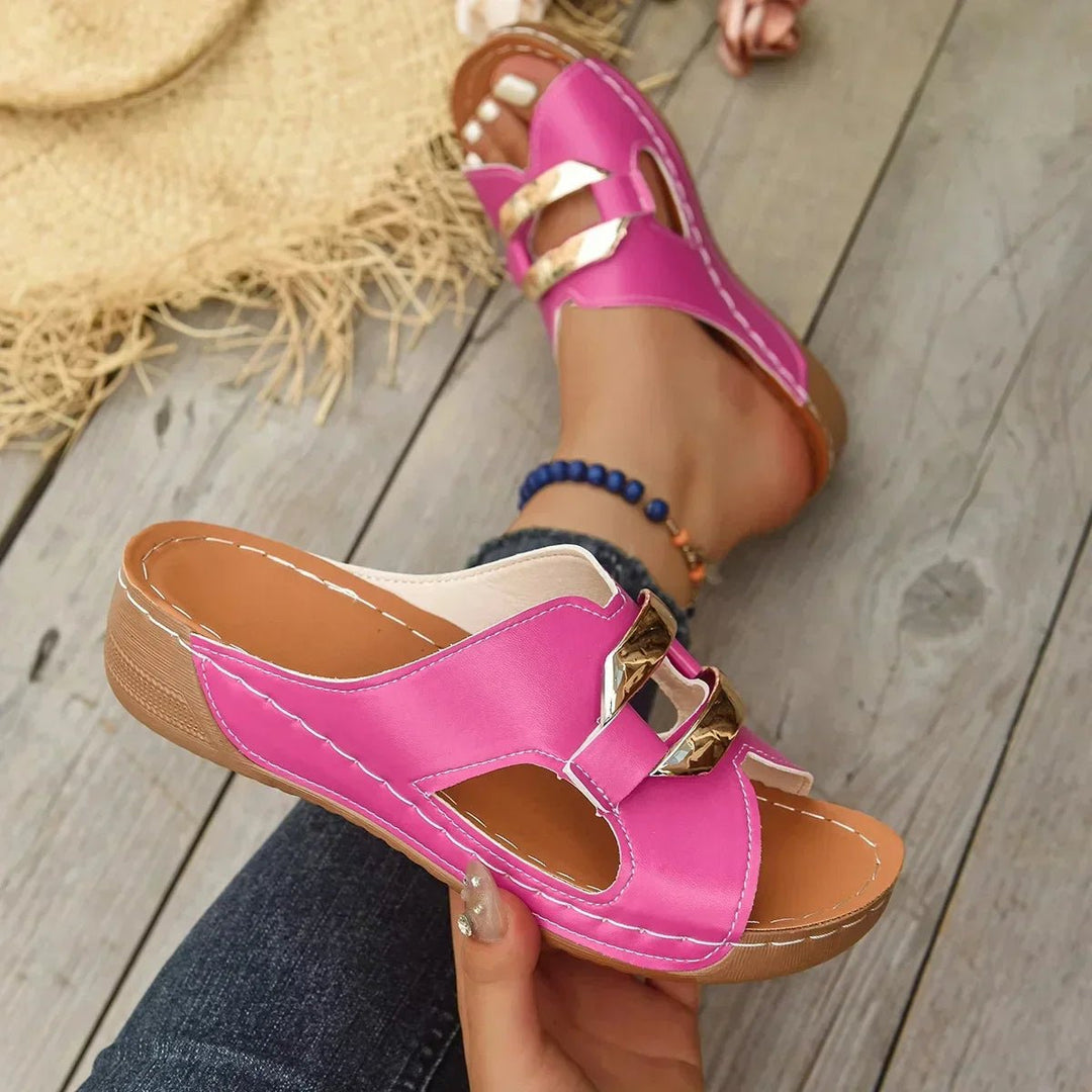 Women's Orthopedic Wedge Heel Slip-On Sandals - Pink