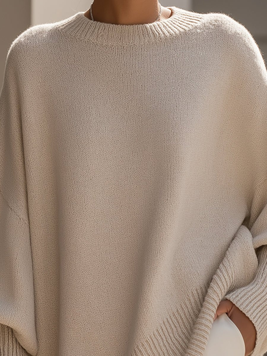 Women's Oversized Batwing Knit Pullover Sweater