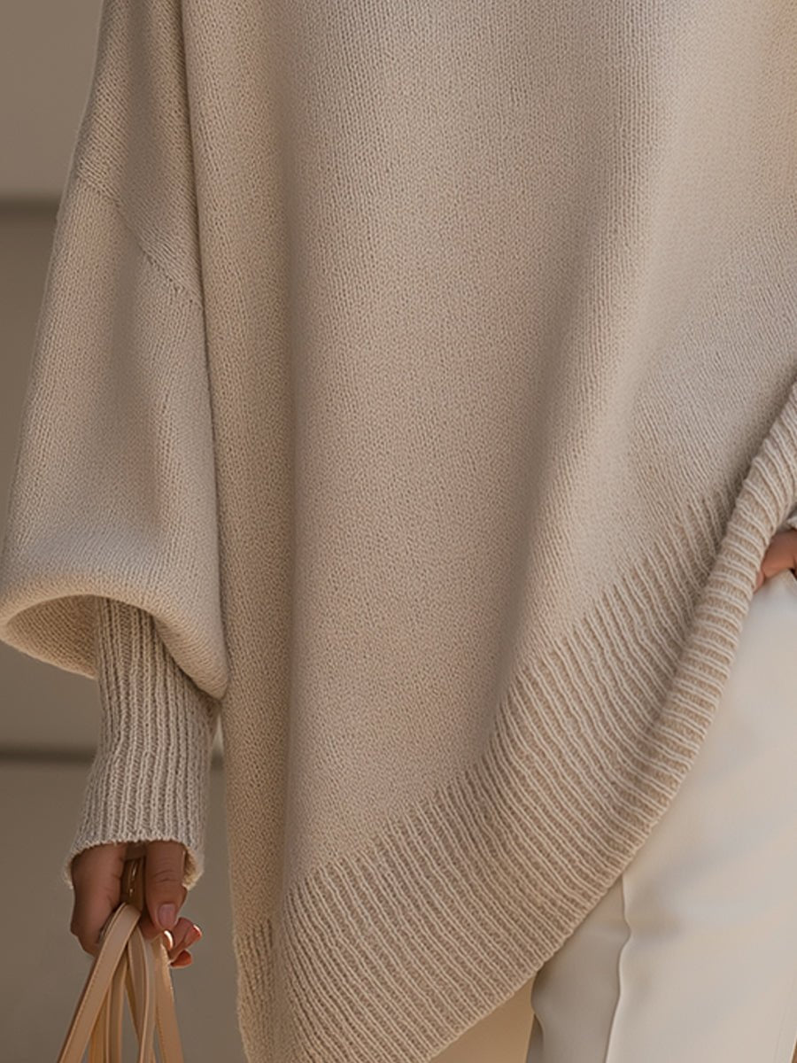 Women's Oversized Batwing Knit Pullover Sweater