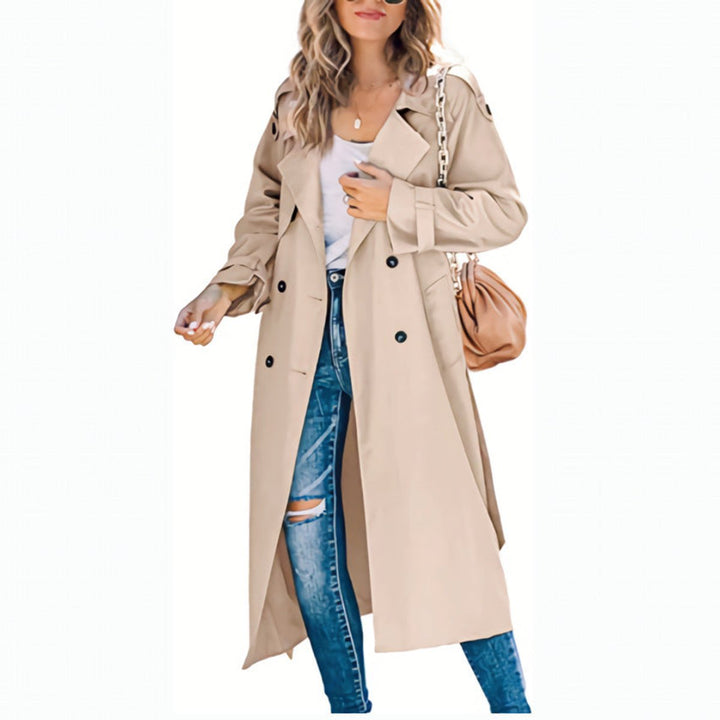 Women's Oversized Double-Breasted Belted Longline Trench Coat