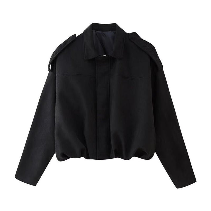 Women's Oversized Faux Suede Satin-Lined Vintage Bomber Jacket - Black