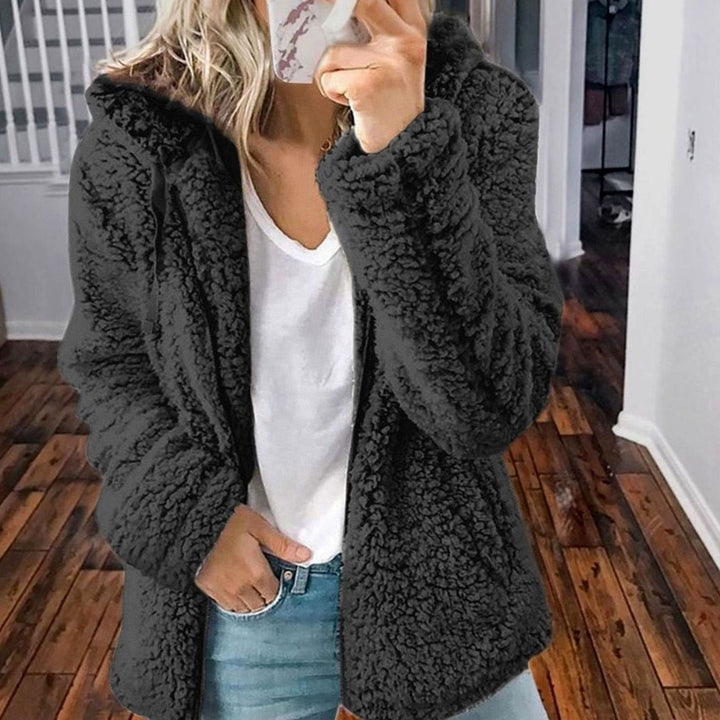 Women's Oversized Hooded Sherpa Teddy Coat - Black