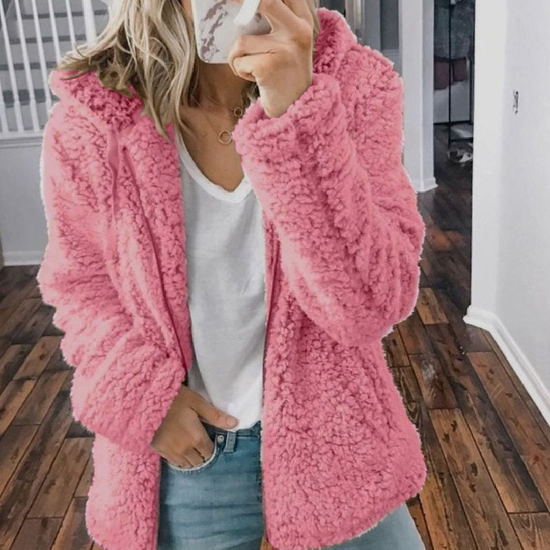 Women's Oversized Hooded Sherpa Teddy Coat - Pink