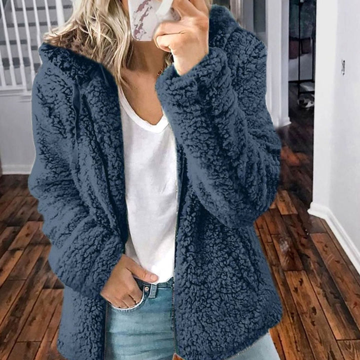 Women's Oversized Hooded Sherpa Teddy Coat - Blue