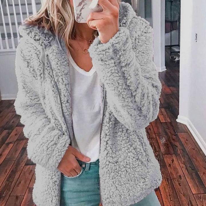 Women's Oversized Hooded Sherpa Teddy Coat - Light Gray