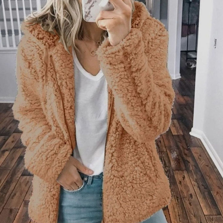 Women's Oversized Hooded Sherpa Teddy Coat - Cappuccino