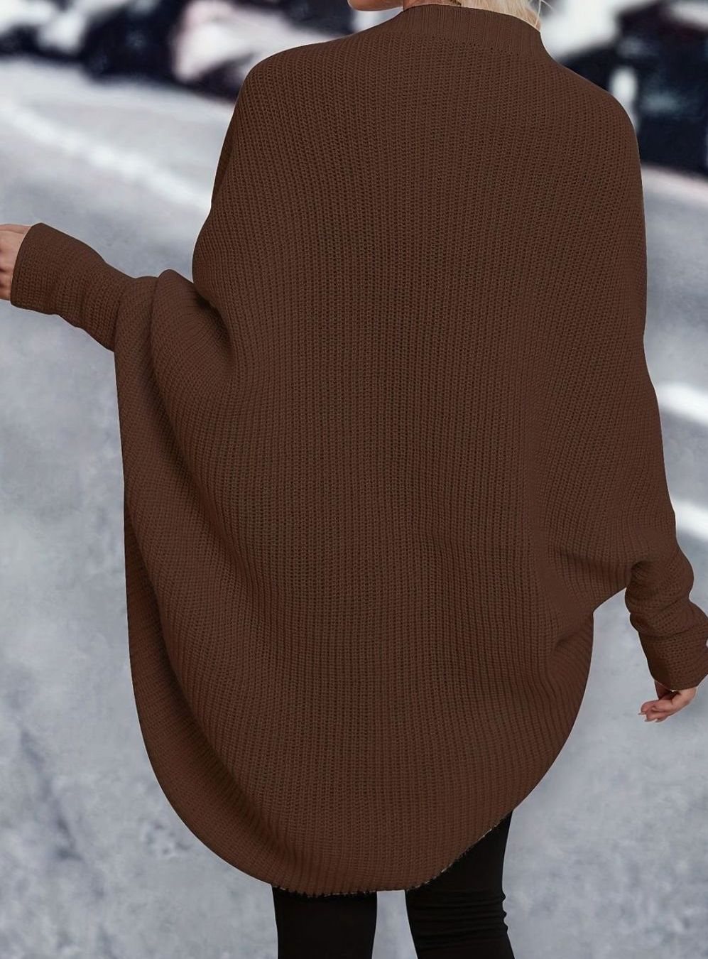 Women's Oversized Longline Open-Front Knit Cardigan