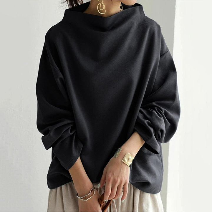 Women's Oversized Mock Neck Knit Sweater Long Sleeve Pullover Top