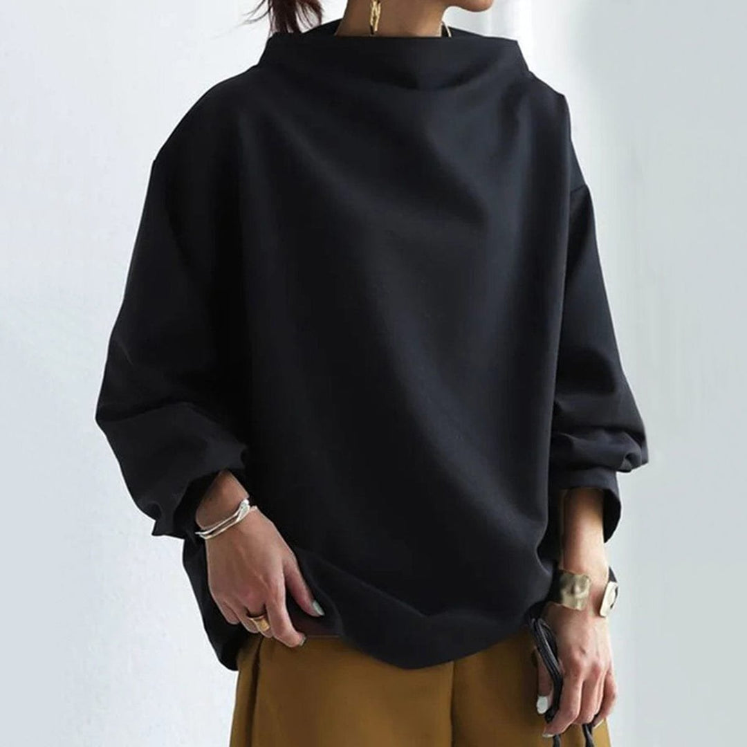 Women's Oversized Mock Neck Knit Sweater Long Sleeve Pullover Top