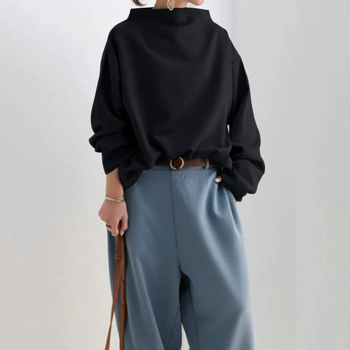Women's Oversized Mock Neck Knit Sweater Long Sleeve Pullover Top