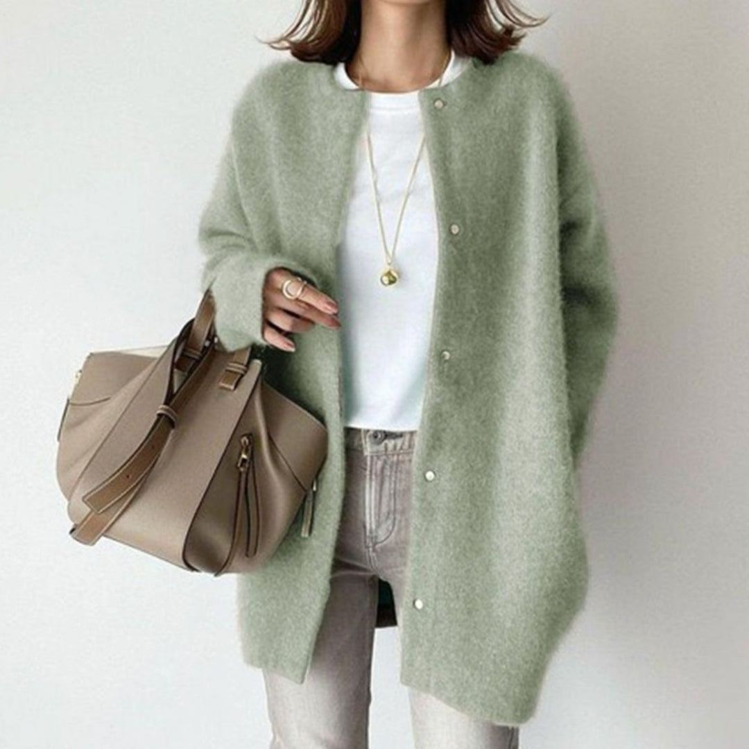 Women's Oversized Relaxed-Fit Button-Down Winter Cardigan Sweater - Green