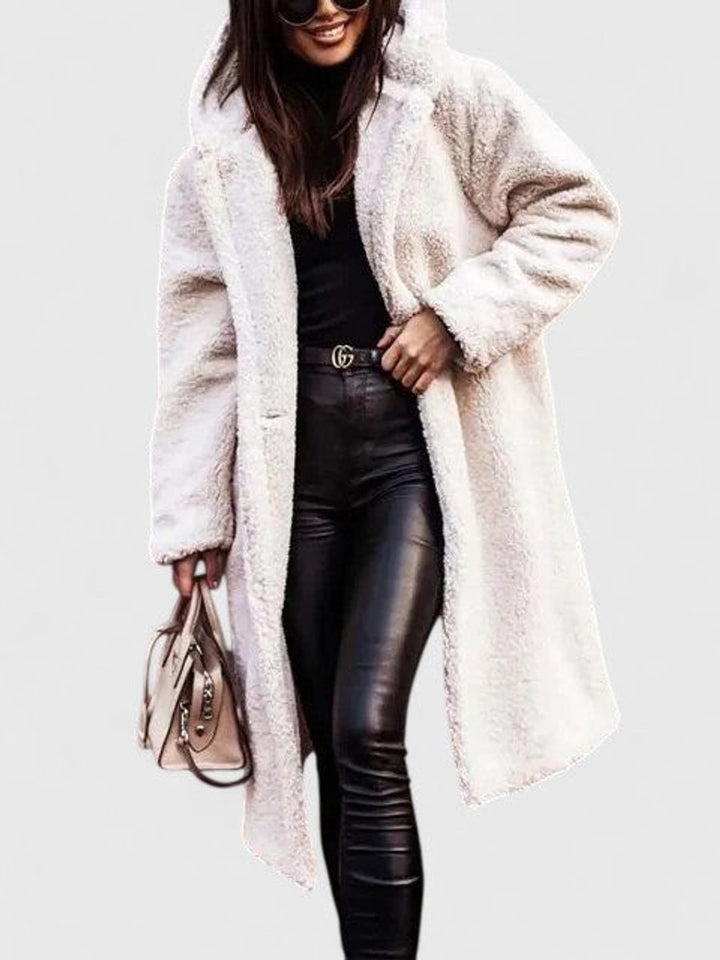 Women's Oversized Teddy Faux Fur Long Winter Jacket - White