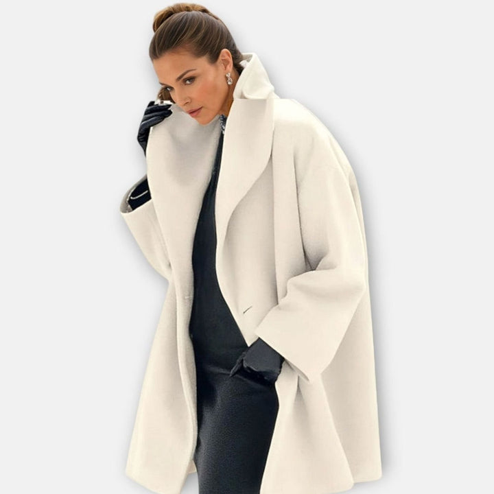 Women's Oversized Wide-Collar Longline Winter Coat - White