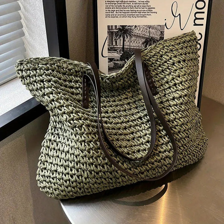 Women's Oversized Woven Straw Bohemian Shoulder Tote Bag