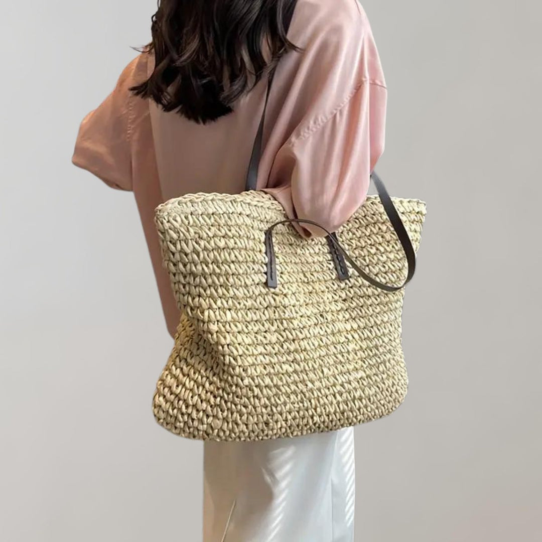 Women's Oversized Woven Straw Bohemian Shoulder Tote Bag