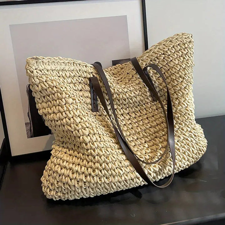 Women's Oversized Woven Straw Bohemian Shoulder Tote Bag