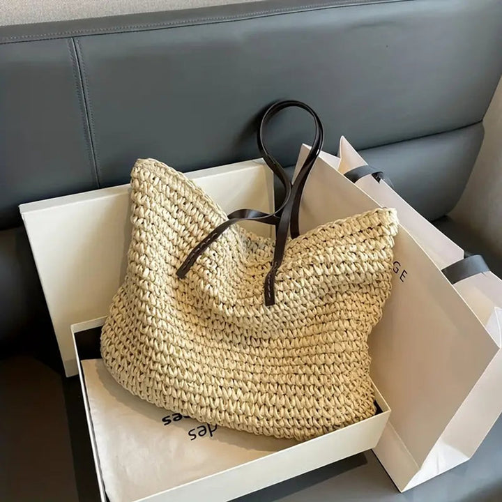 Women's Oversized Woven Straw Bohemian Shoulder Tote Bag