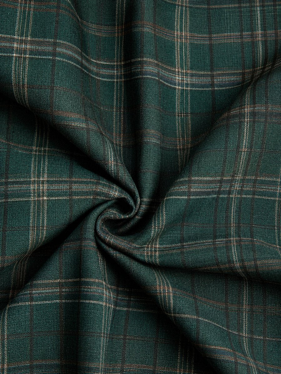 Women's Plaid Flannel Long-Sleeve Maxi Shirt Formal Dresses