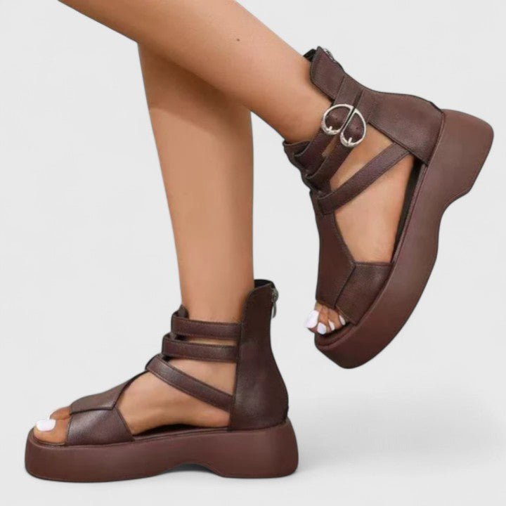Women's Platform Gladiator Sandals Buckle Ankle Strap Open Toe