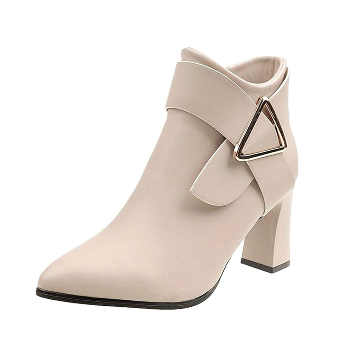 Women's Pointed-Toe Block Heel Buckle Ankle Boots