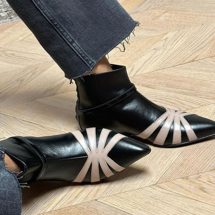 Women's Pointed-Toe Geometric Buckle Ankle Boots