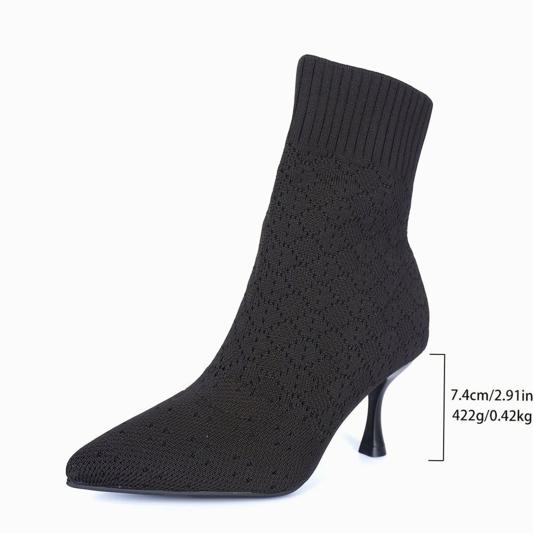 Women's Pointed-Toe Sock-Style Kitten Heel Ankle Boots