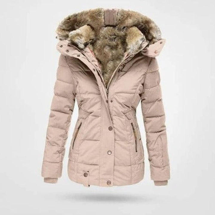 Women's Quilted Hooded Puffer Coat Faux Fur Longline Jacket