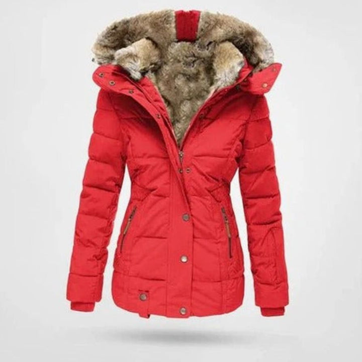 Women's Quilted Hooded Puffer Coat Faux Fur Longline Jacket