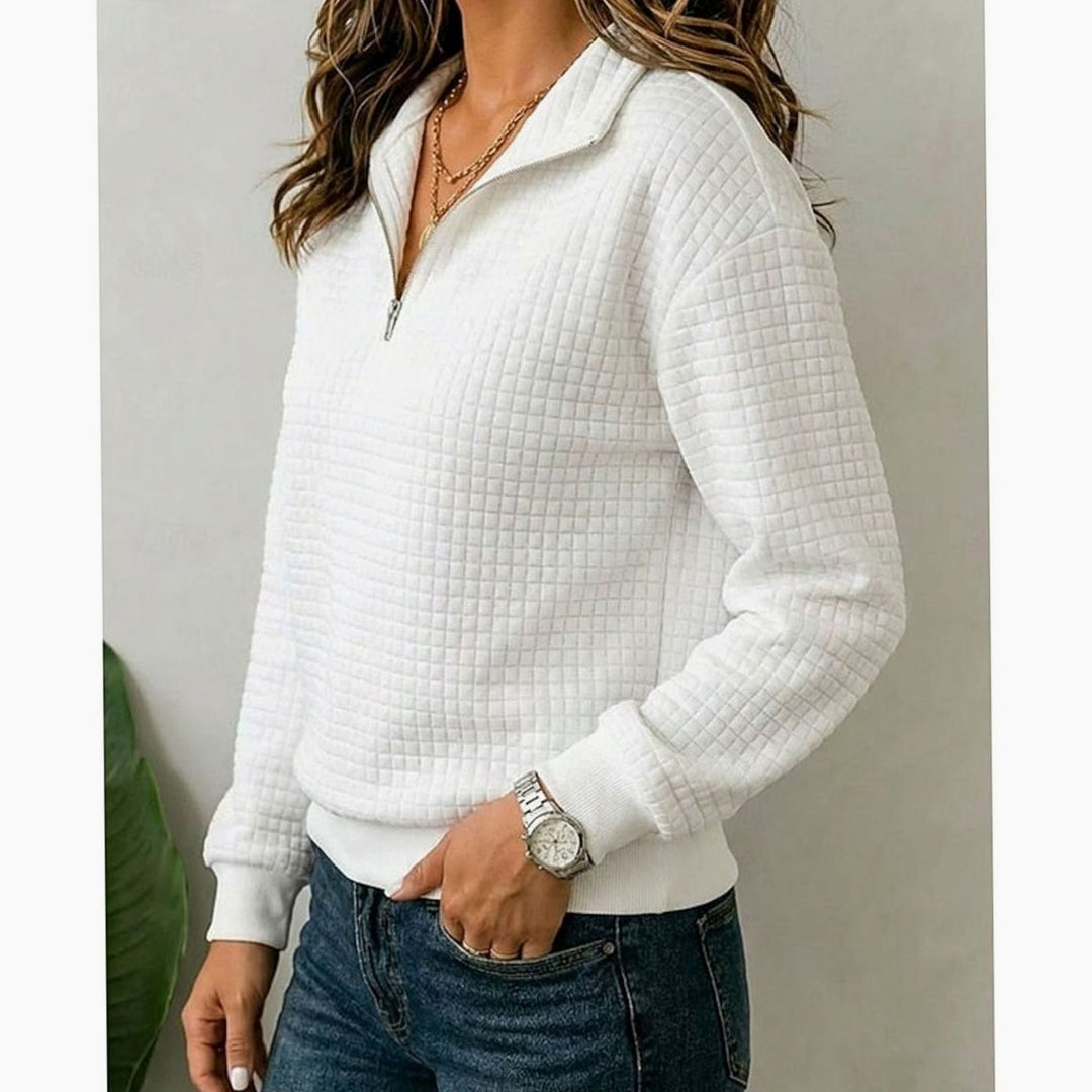 Women's Quilted Texture Quarter-Zip Pullover Sweater