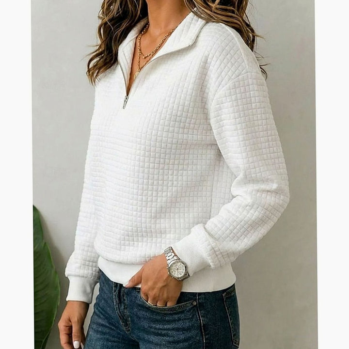 Women's Quilted Texture Quarter-Zip Pullover Sweater