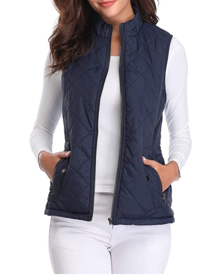 Women's Quilted Zip-Up Sleeveless Puffer Vest - Blue
